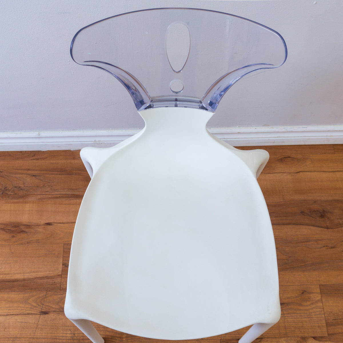 White Owen Chair with Clear Acrylic Back Rest