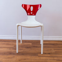 White Owen Chair with Red, Clear Acrylic Back Rest