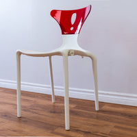 White Owen Chair with Red, Clear Acrylic Back Rest