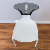 White Owen Chair with Smoke-coloured, Clear Acrylic Back Rest