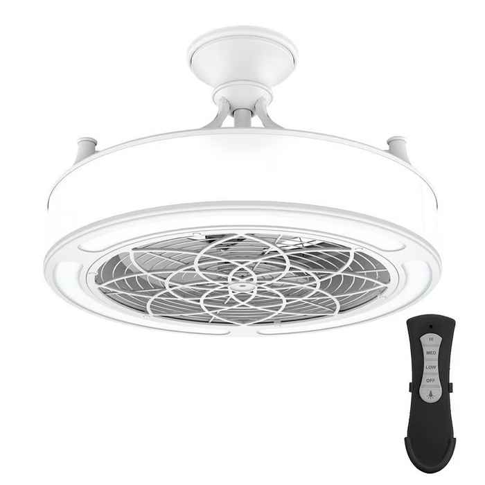Windara 22" White Ceiling Fan w/ Dimmable Integrated LED Light Kit & Remote