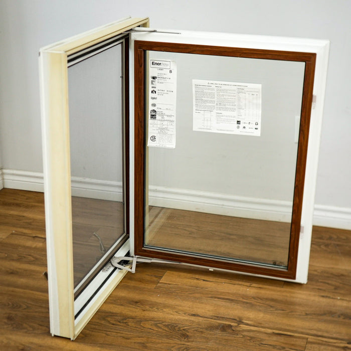 37.5x29.25-Inch Cherry Int. & Cream Ext. Casement Window with Screen & Lock