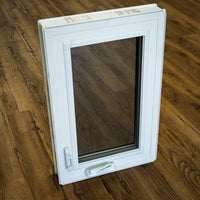 28x18-Inch Awning Window in White with Sash Lock and Screen