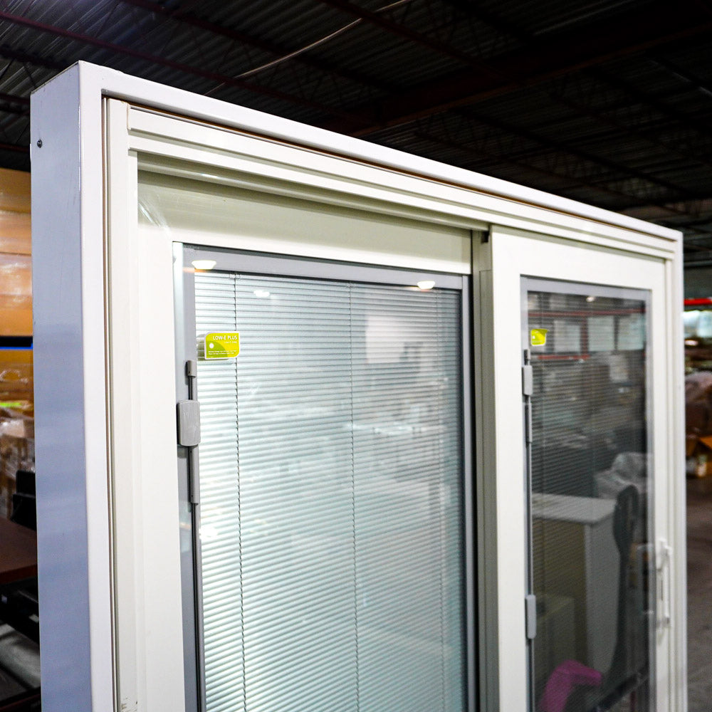 71x80-Inch Sliding Patio Door Brown Ext. w/ Built-In Blinds & Privacy Lock