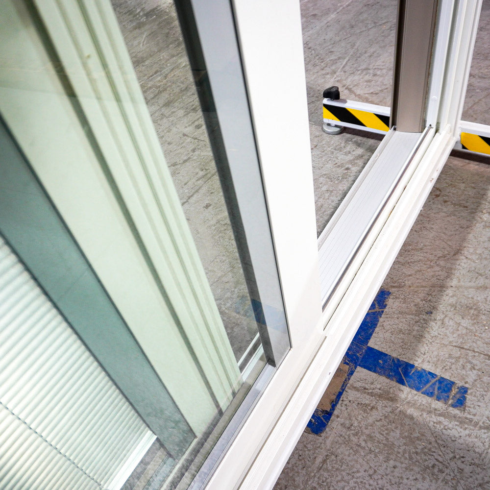 71x80-Inch Sliding Patio Door Brown Ext. w/ Built-In Blinds & Privacy Lock