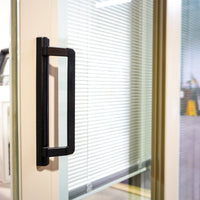 71x80-Inch Sliding Patio Door Brown Ext. w/ Built-In Blinds & Privacy Lock