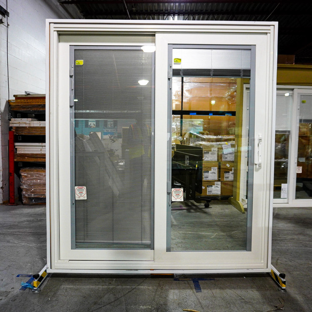 71x80-Inch Sliding Patio Door Brown Ext. w/ Built-In Blinds & Privacy Lock