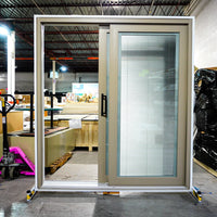 71x80-Inch Sliding Patio Door Brown Ext. w/ Built-In Blinds & Privacy Lock