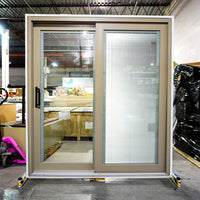 71x80-Inch Sliding Patio Door Brown Ext. w/ Built-In Blinds & Privacy Lock