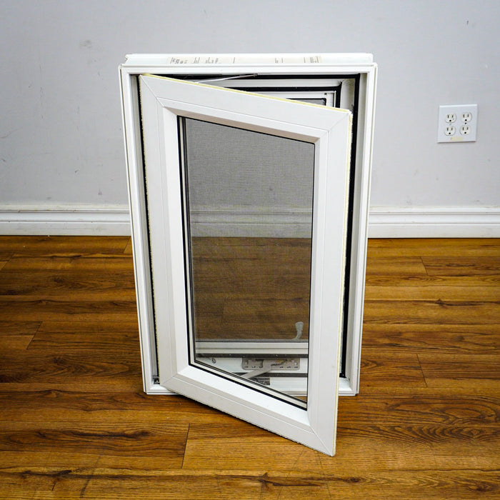 28x18-Inch Awning Window in White with Sash Lock and Screen