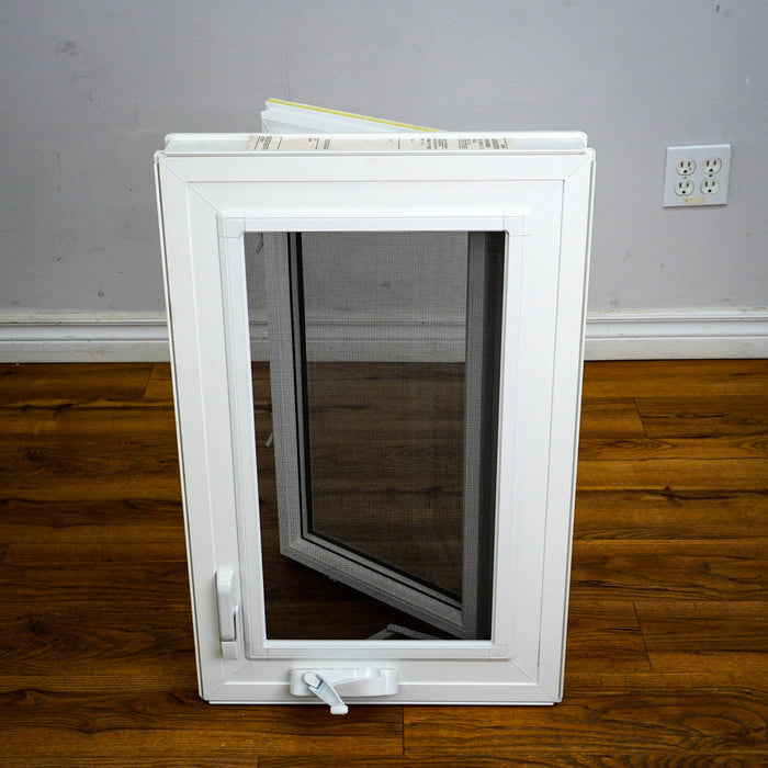 28x18-Inch Awning Window in White with Sash Lock and Screen