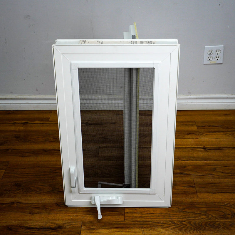 28x18-Inch Awning Window in White with Sash Lock and Screen