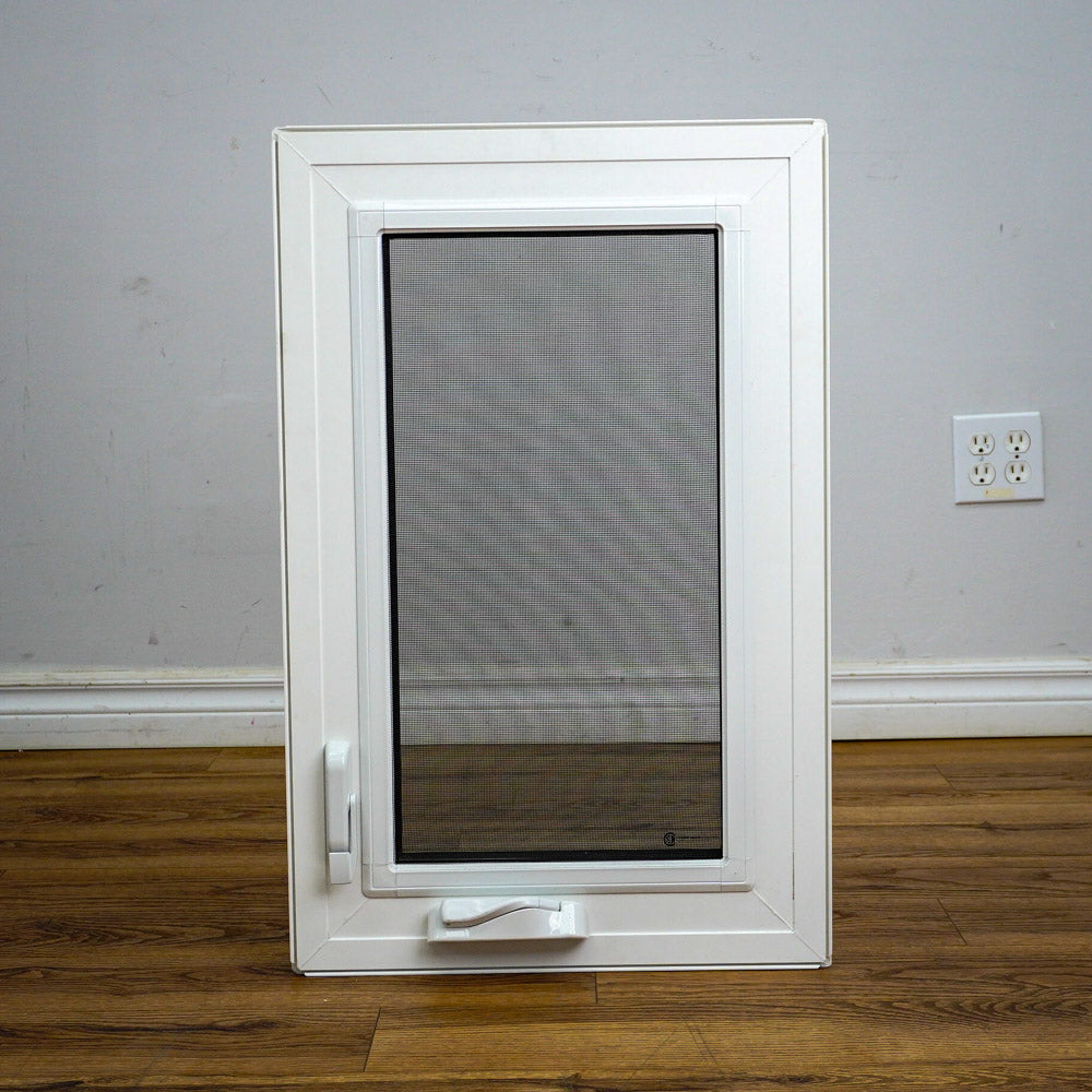 28x18-Inch Awning Window in White with Sash Lock and Screen