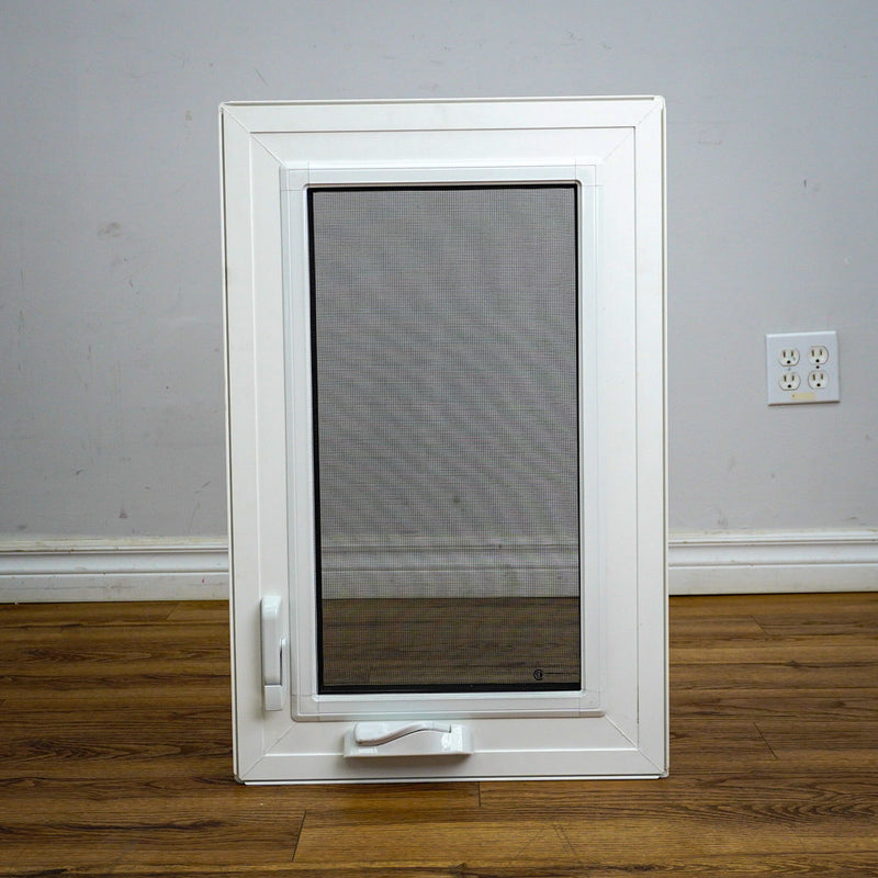 28x18-Inch Awning Window in White with Sash Lock and Screen