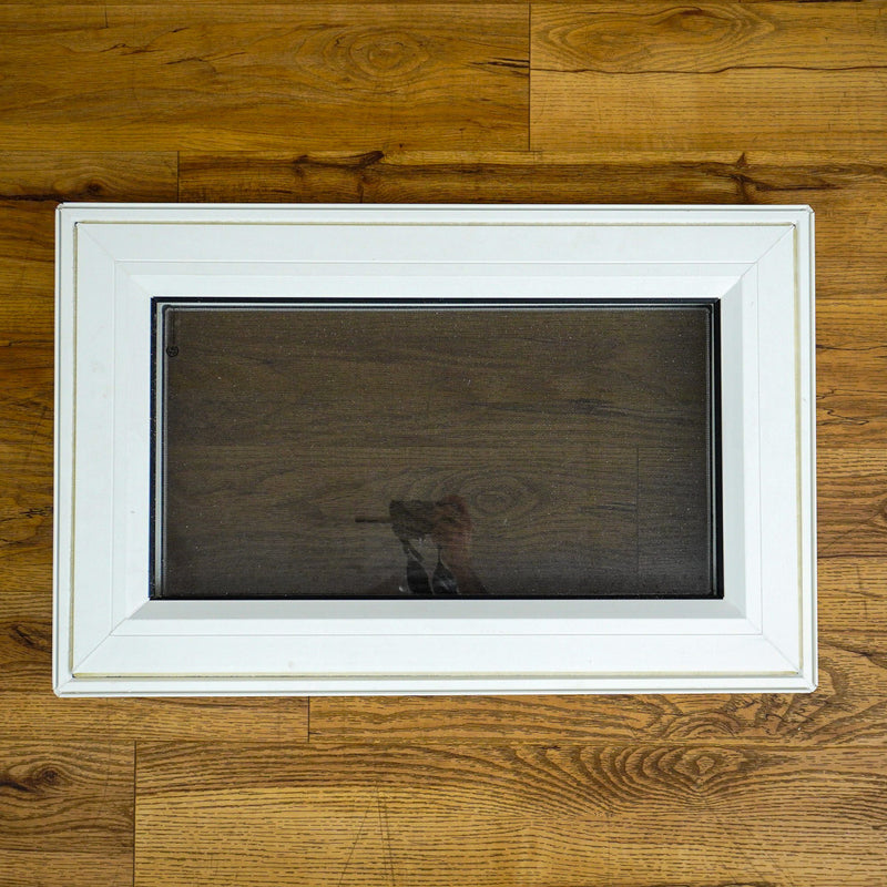 28x18-Inch Awning Window in White with Sash Lock and Screen