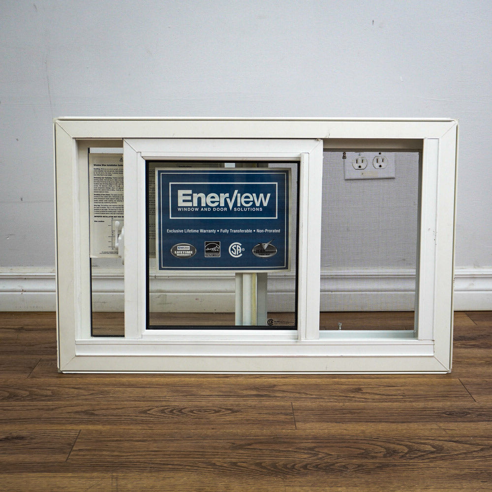 28x18-Inch Horizontal Single Slider Window in White with Screen