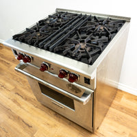 30 Inch Pro-Style Gas Range with 4 Burners: Stainless Steel, Natural Gas