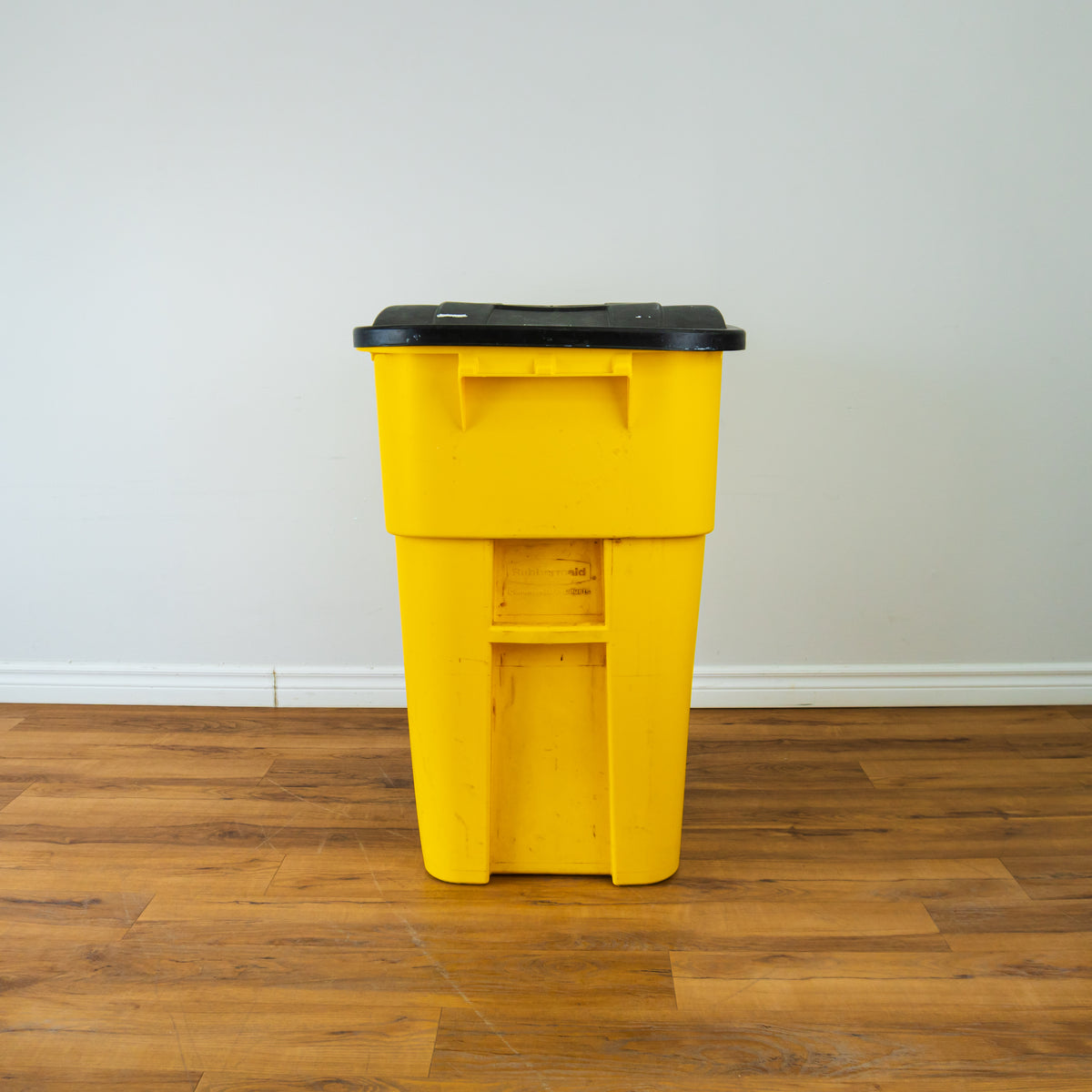 Yellow Rubbermaid Trash Can with Wheels -  50 Gallon