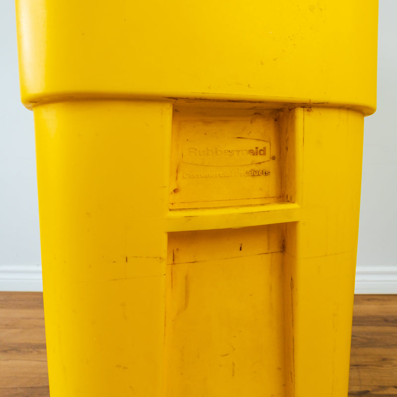 Yellow Rubbermaid Trash Can with Wheels -  50 Gallon