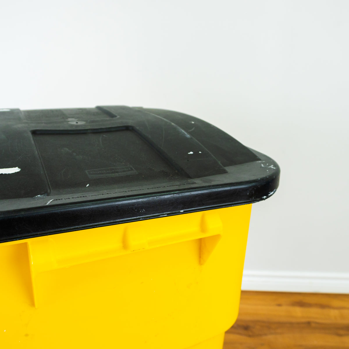 Yellow Rubbermaid Trash Can with Wheels -  50 Gallon