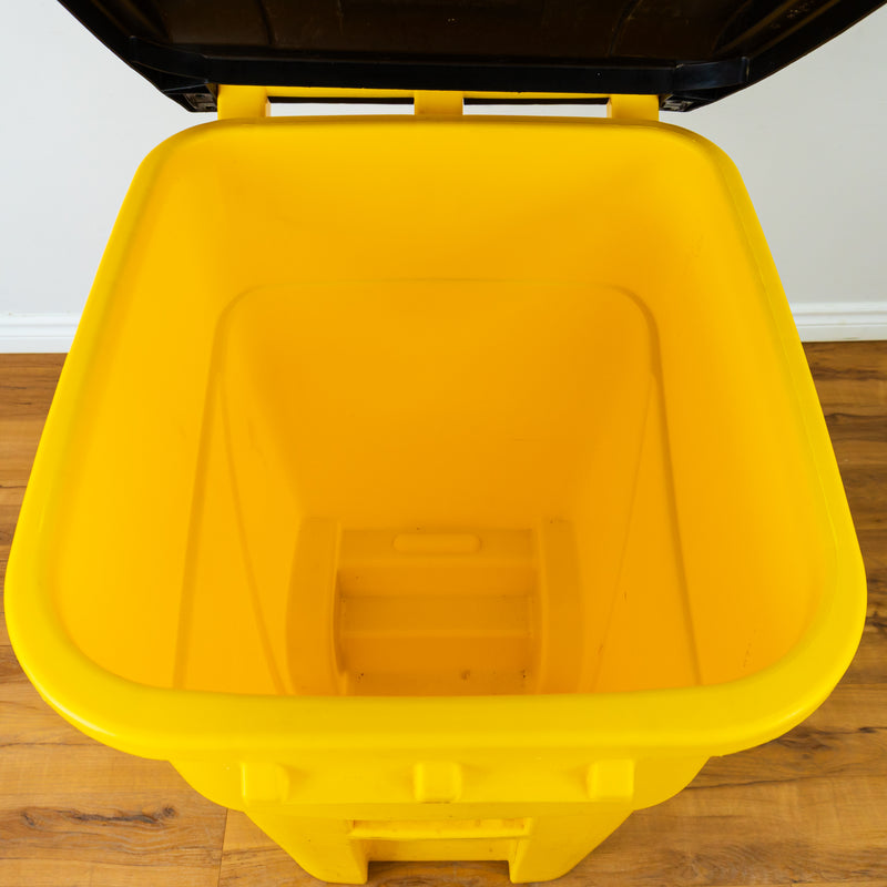 Yellow Rubbermaid Trash Can with Wheels -  50 Gallon