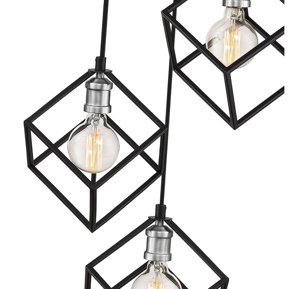 Vertical 3-Light Pendant in Matte Black and Brushed Nickel