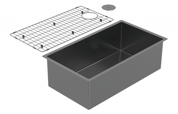 Zomodo Cayman 32 in. Super Single Kitchen Sink - Black Pearl (CAC762-BK (32 in. x18 in.)