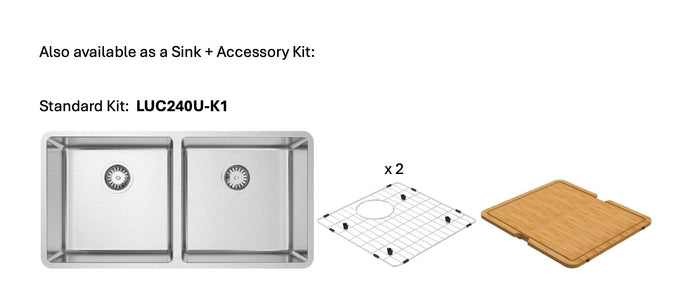 Zomodo Lucia 34 in. 50/50 Double Sink - LUC240U (34 in. x17 in.)