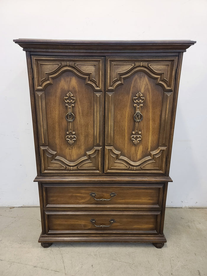 Vintage Solid wood Two Door Armoire W/Drawer #MR3