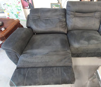 Floy 116.5" Faux Suede Power Reclining Sofa with Power Headrests and USB Ports - Grey