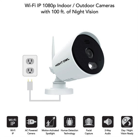 10-Channel 1080P 1TB NVR Security Camera System with 4 AC Wireless Bullet Spotlight Cameras