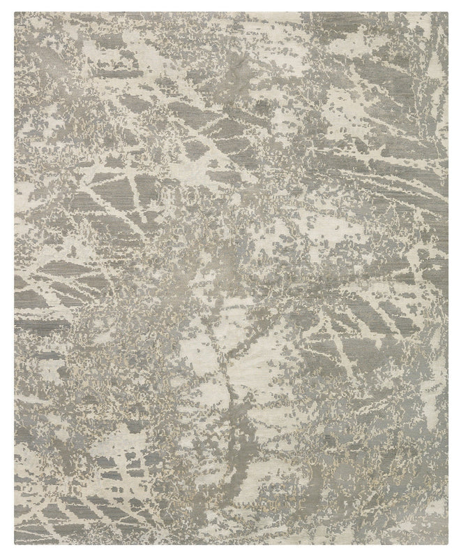 3x5-ft Wool/ Linen/ Silk Area Rug - Meadow Silverstone
