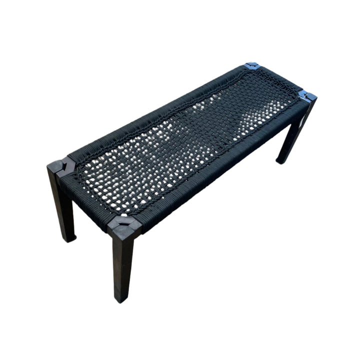 Agave 47-inch W Wooden & Rope Bench in Black