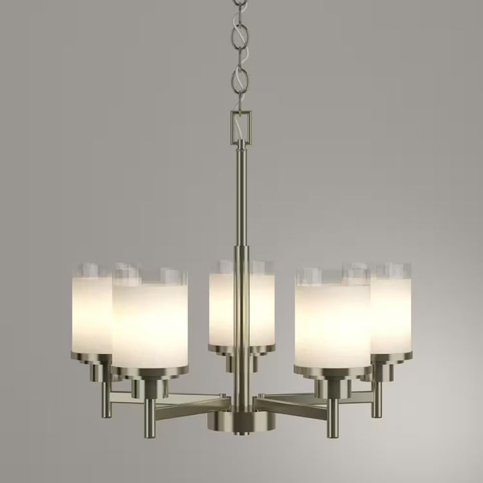 Alexa 5-Light Chandelier w/ Etched Linen Glass Shades