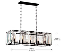 10-Light 60W Satin Black Pendant with Amber Glass Accents