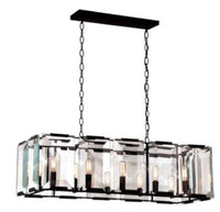 10-Light 60W Satin Black Pendant with Amber Glass Accents