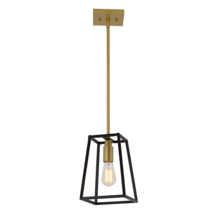 Artika Carter 1-L Black and Brass Pendant Light