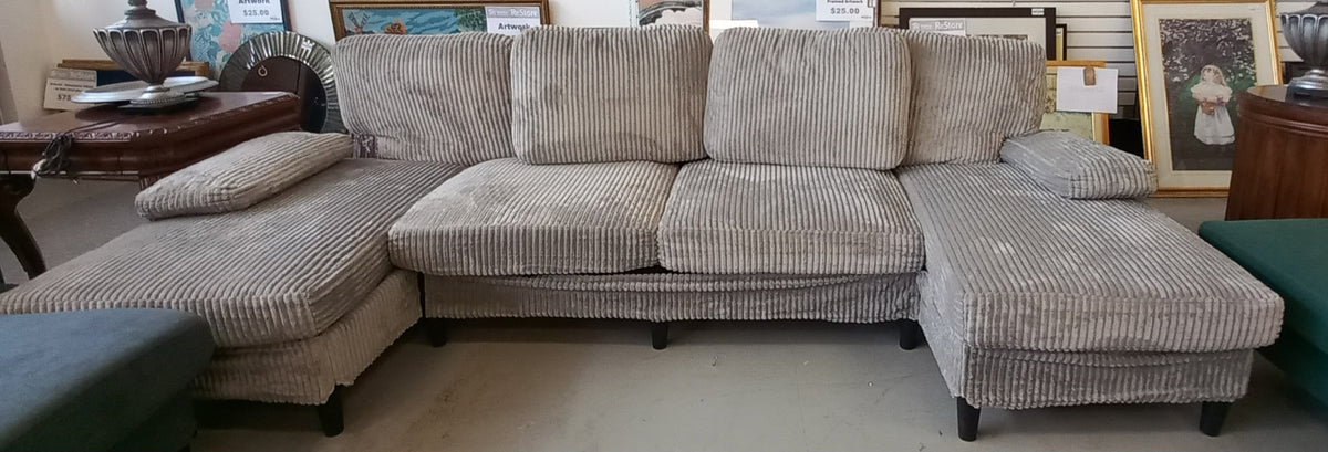 Striped Beige Modern Sectional
