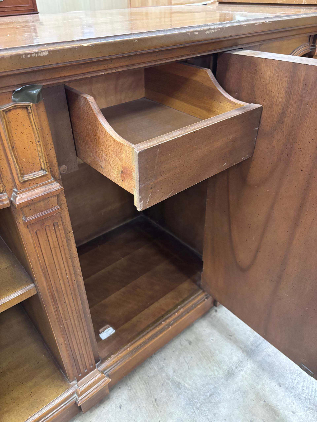 Vintage Walnut Drop-Leaf Sideboard w. Wheels