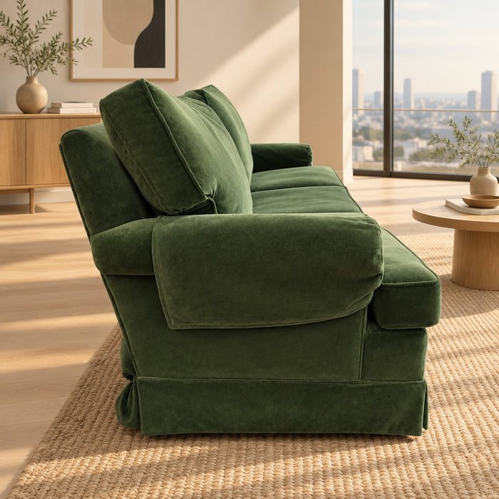 82-Inch Velvet Green 3-Seater Sofa