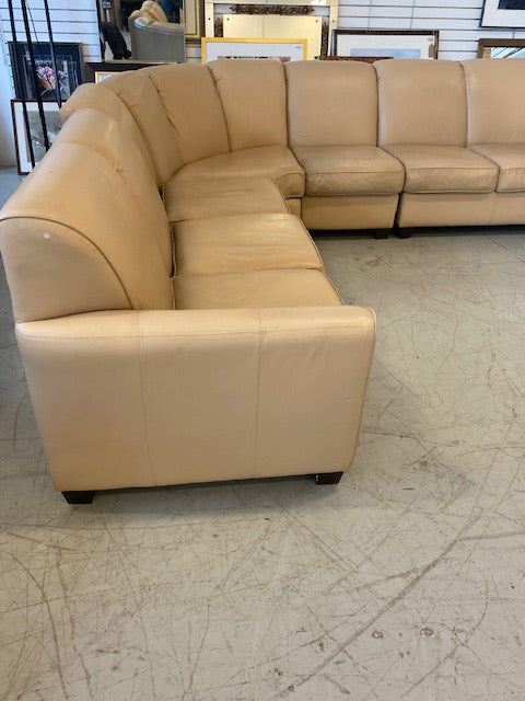 Tan Leather Sectional Sofa