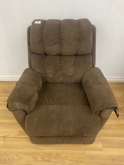 Overstuffed Dark Brown Fabric Manual Recliner