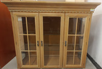 Brown Kitchen Cabinet with Three Glass-Paned Doors