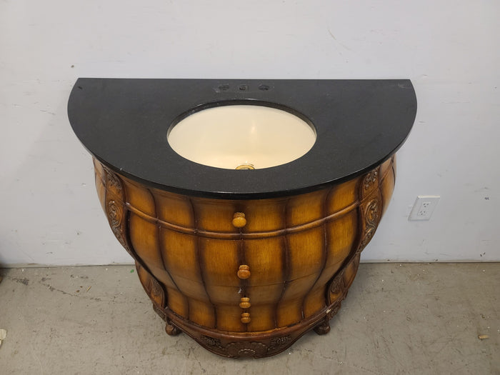 Vintage Curved Bombe-Style Bathroom Vanity Sink