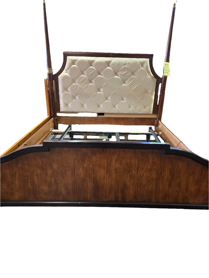 4-Poster King Size Satin Tufted Bed Frame