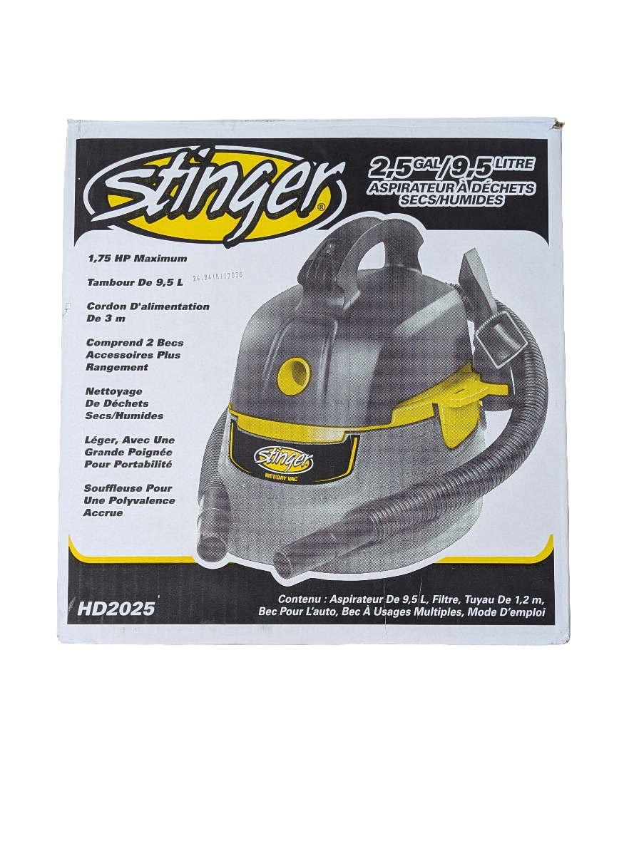 STINGER 9.5L 1.75 Peak HP Wet/Dry Shop Vacuum with Accessories