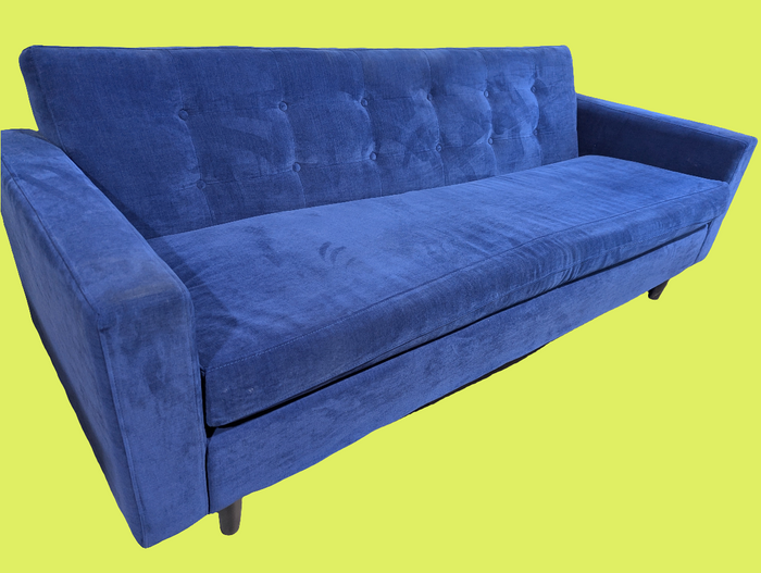 Blue Velvet 3-Seater Sofa