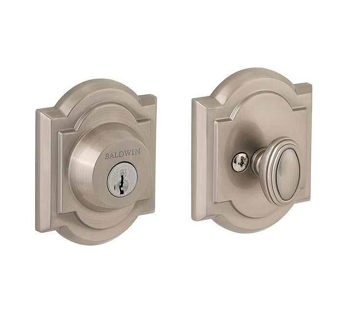 Baldwin Prestige Single Cylinder Arched Deadbolt Set in Satin Nickel