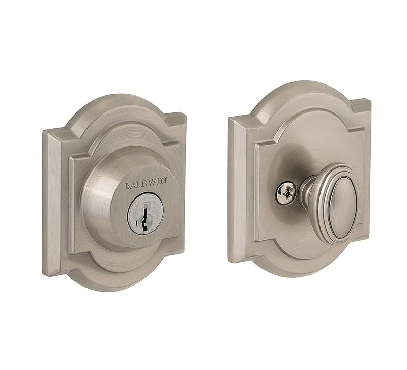 Baldwin Prestige Single Cylinder Arched Deadbolt Set in Satin Nickel