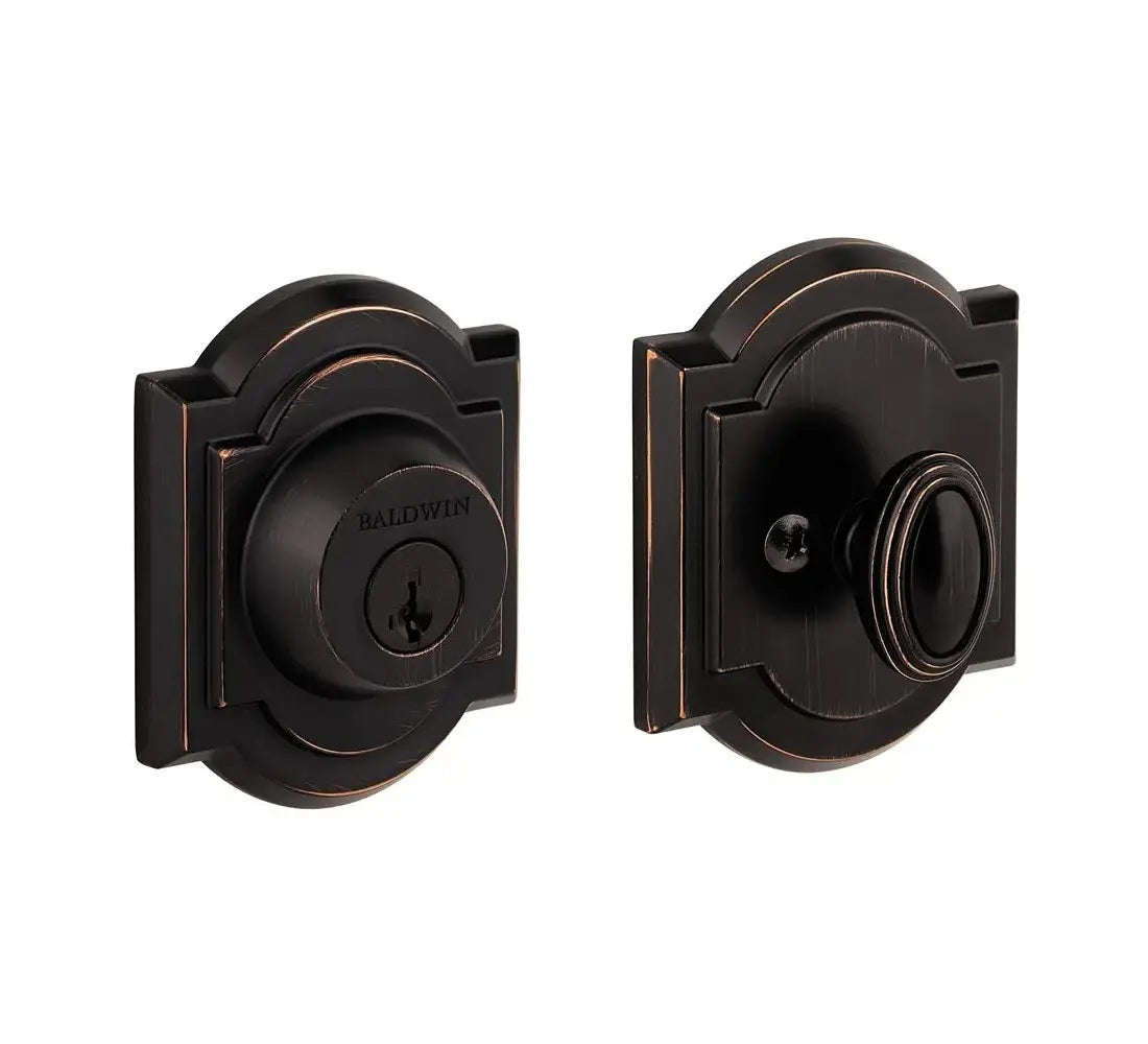 Baldwin Prestige Single Cylinder Arched Deadbolt Set in Venetian Bronze